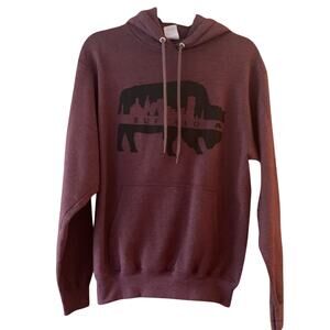 Port & Company Buffalo NY Hoodie Heathered Burgundy & Black Unisex Pullover SZ S